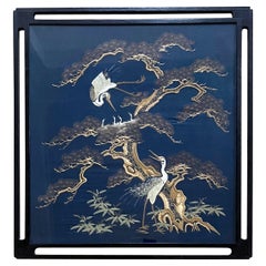 Framed Japanese Embroidery Fukusa Penal Meiji Period