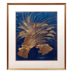 Framed Japanese Embroidery Silk Panel Meiji Period