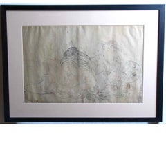 Framed Japanese ink on paper artist's instruction for a Shunga print
