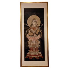 Framed Japanese or Chinese Brush Painting of Buddhistattva, Conservation Framed