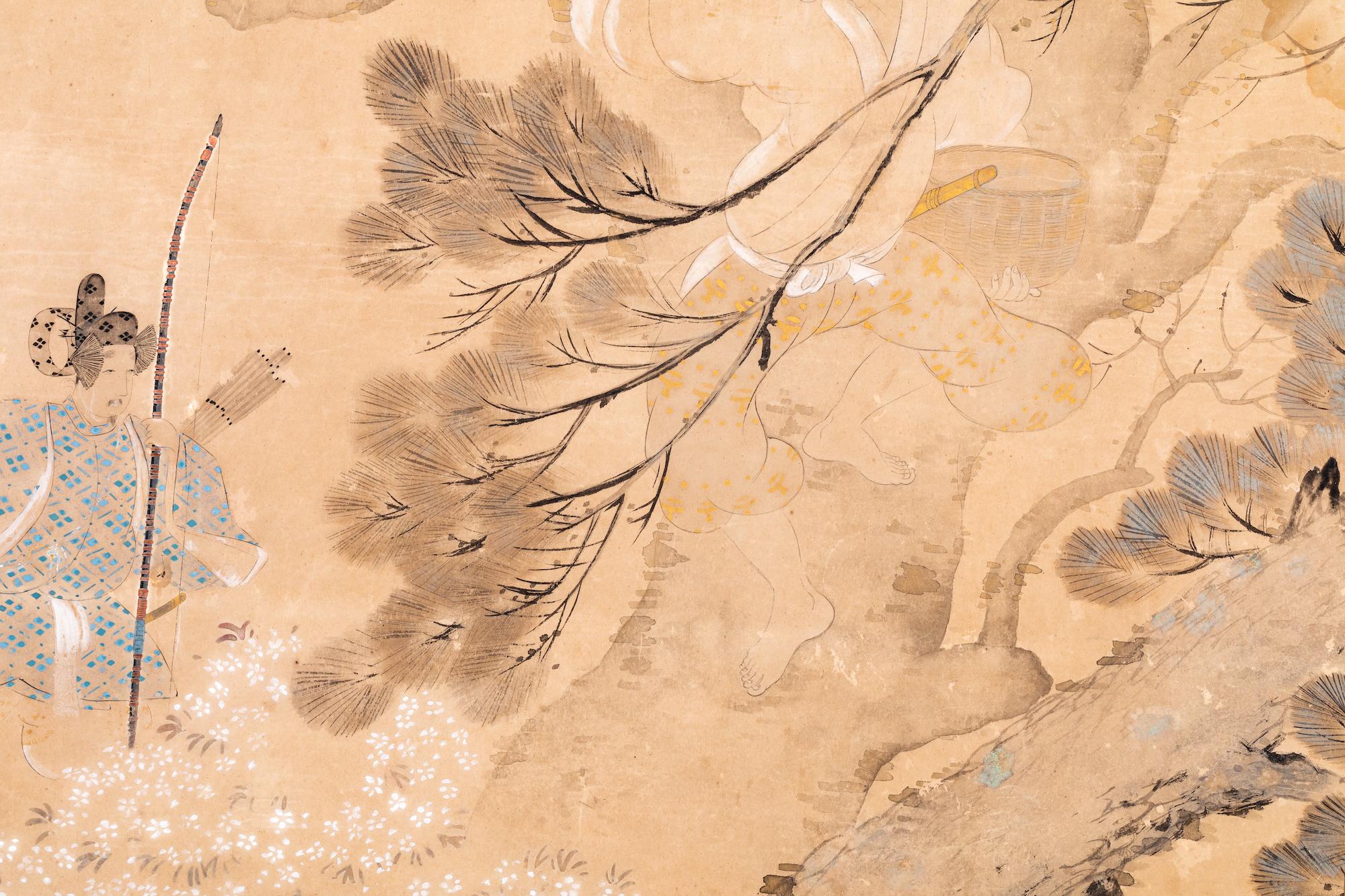 antique japanese painting on silk