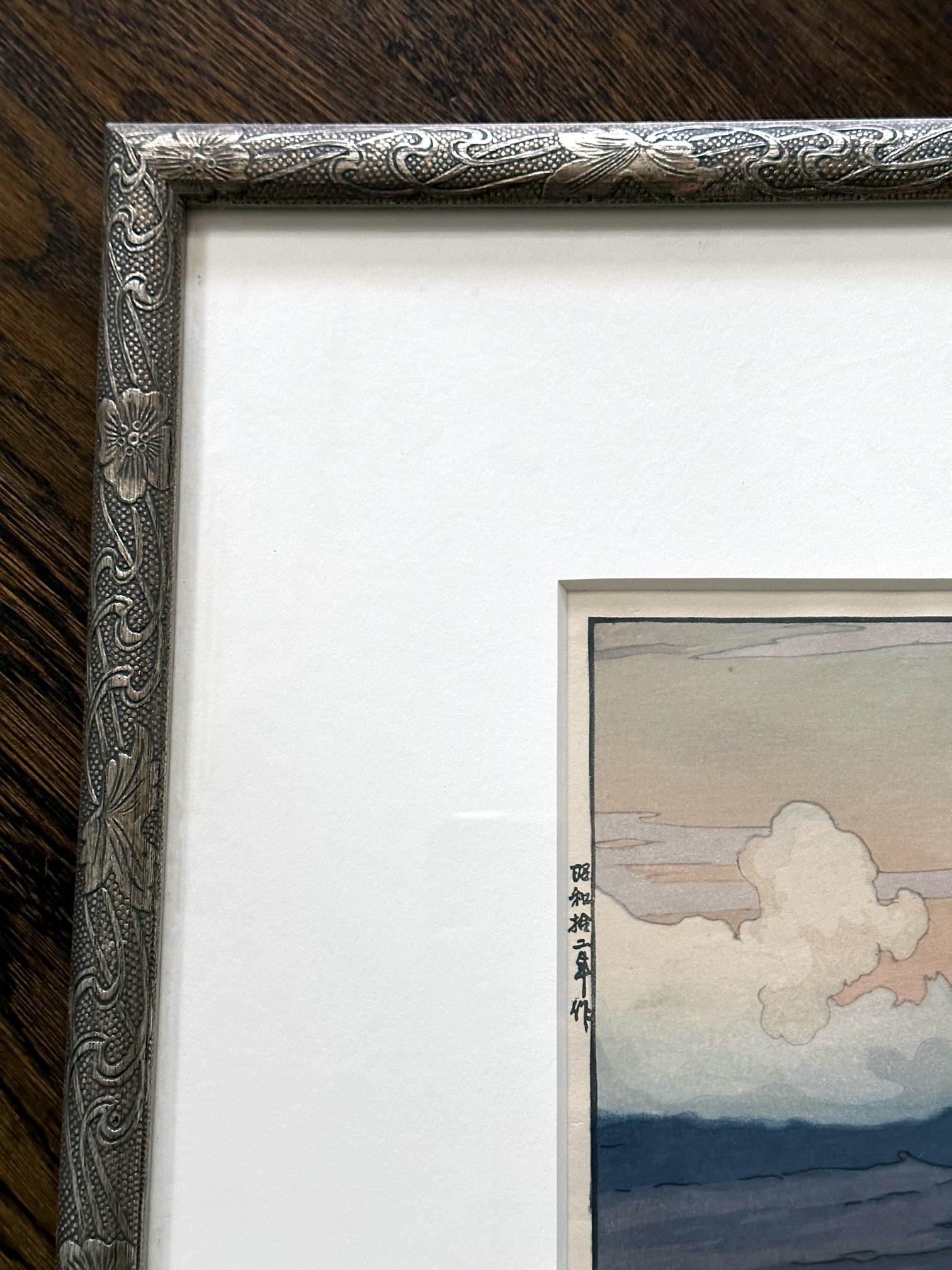 Framed Japanese Woodblock Print by Hiroshi Yoshida Fuji San from Yamanaka For Sale 8