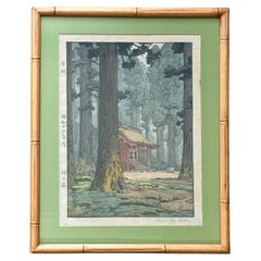Toshi Yoshida Sacred Grove japonaise encadrée