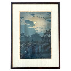 Framed Japanese Woodblock Print Yoshida Hiroshi Hirakawa Bridge