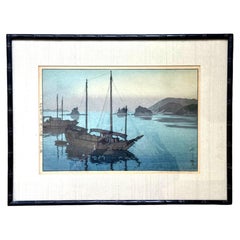 Framed Japanese Woodblock Print Yoshida Hiroshi Three Little Islands