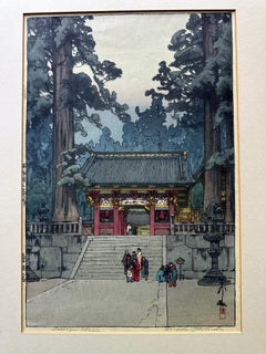 Grabado en madera japonés enmarcado Santuario de Toshogu de Yoshida Hiroshi