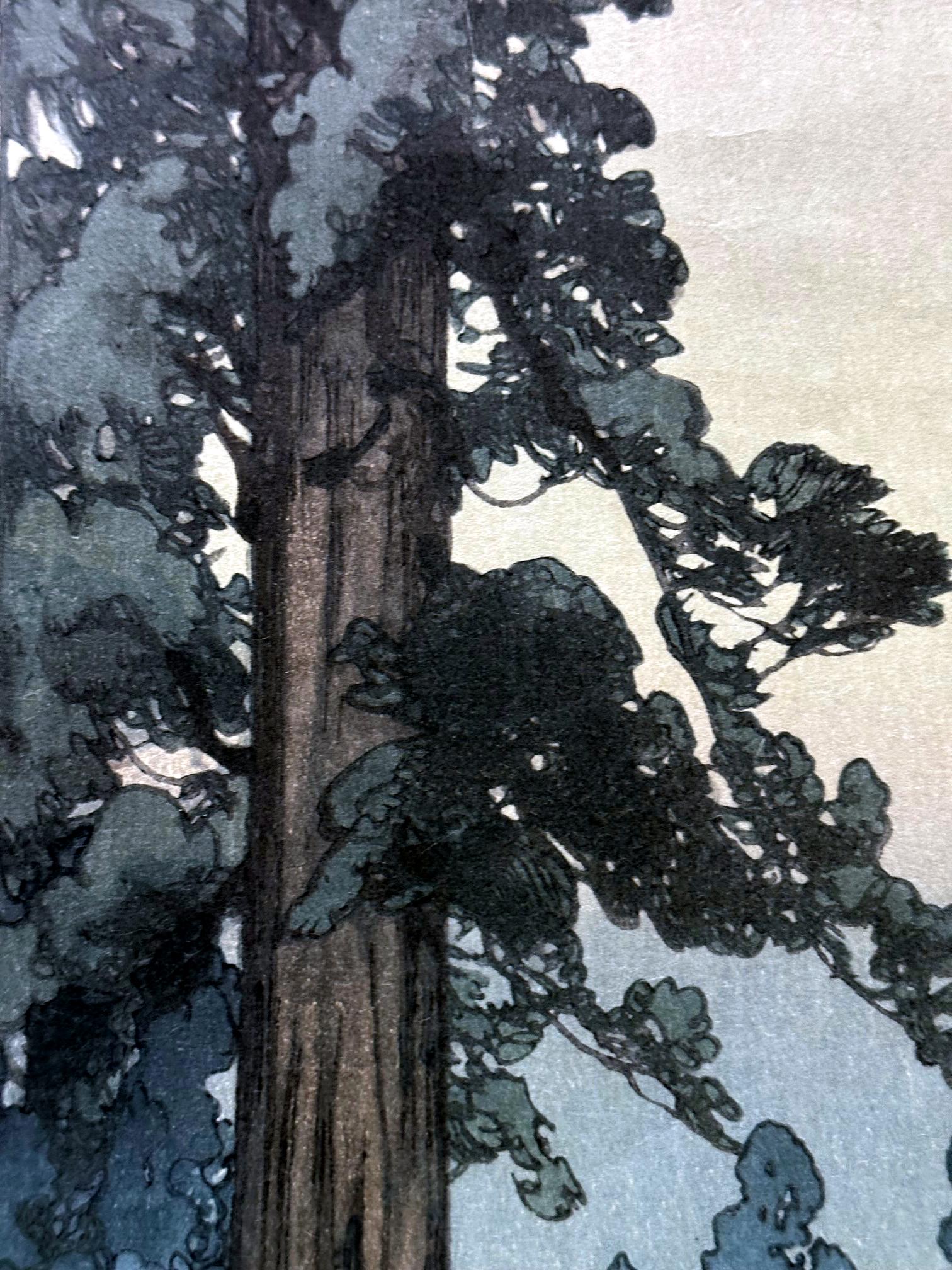 Mid-20th Century Framed Japanese Woodblock Print Yoshida Hiroshi Toshogu Shrine For Sale