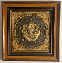 Framed Kalaga Burmese tapestry - mid 20th century Burma Myanmar Asia