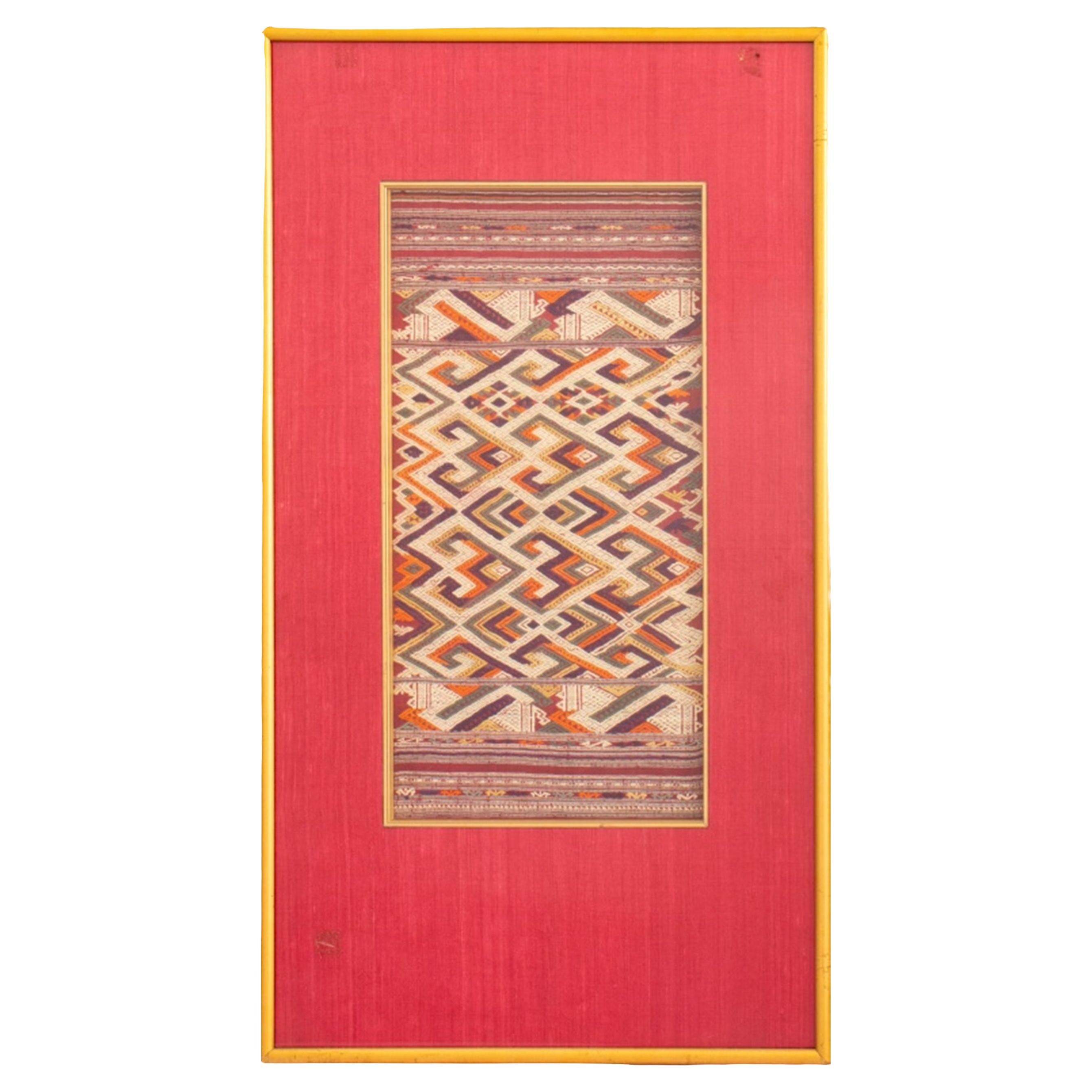 Panneau textile Kilim noué à la main encadré