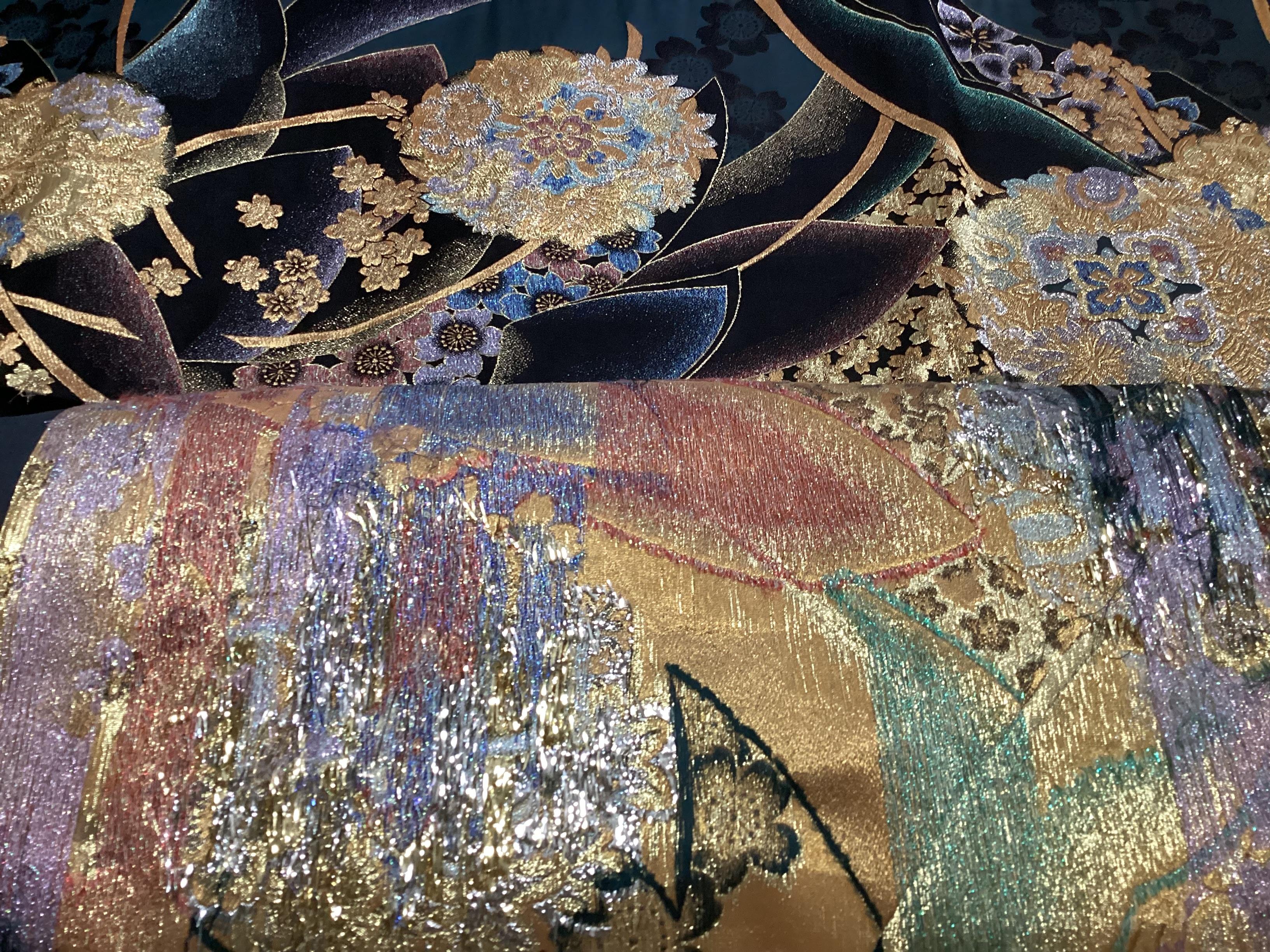 Art kimono encadré Bouquet d'amour par Kimono-Couture, Art textile japonais en vente 2