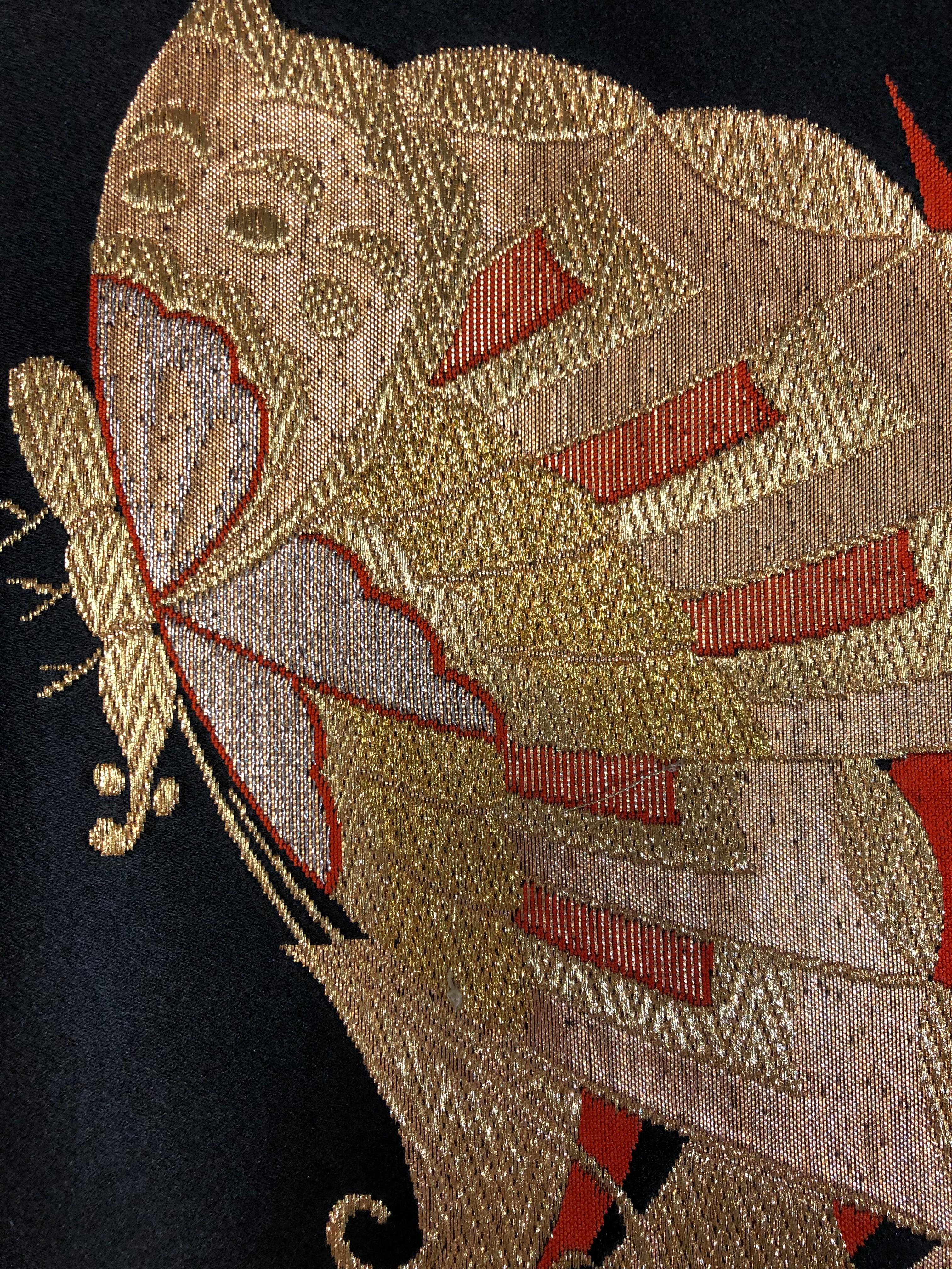 Gerahmte Kimono-Kunst, „Schmetterling des Fortunen“ von Kimono-Couture, japanische Wandkunst im Angebot 5