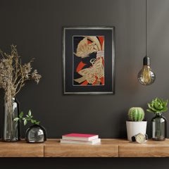 Framed Kimono Art, "Butterfly of Fortune" by Kimono-Couture, Japanese Wall Art