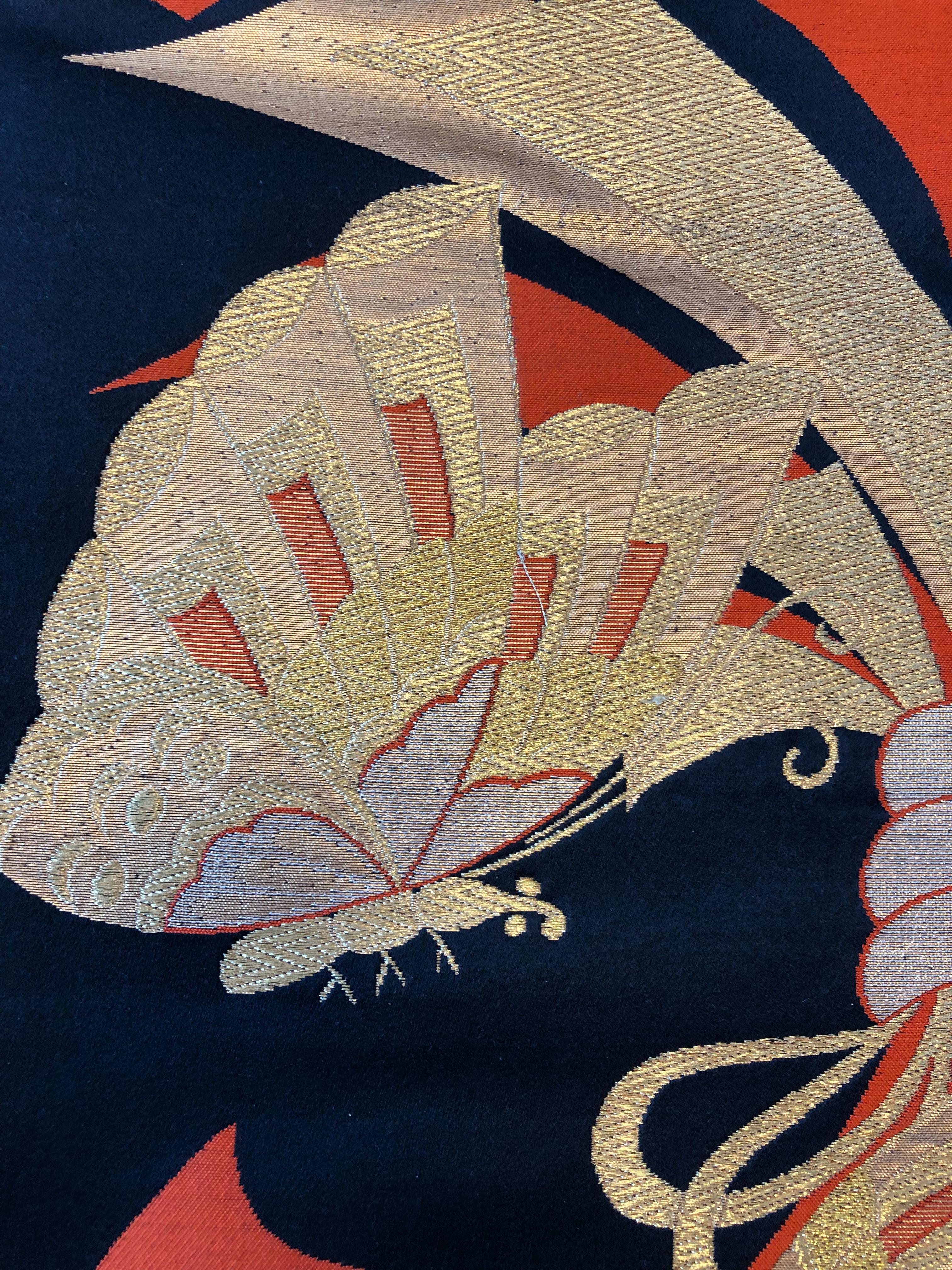 Gerahmte Kimono-Kunst, „Schmetterling des Fortunen“ von Kimono-Couture, japanische Wandkunst im Angebot 2