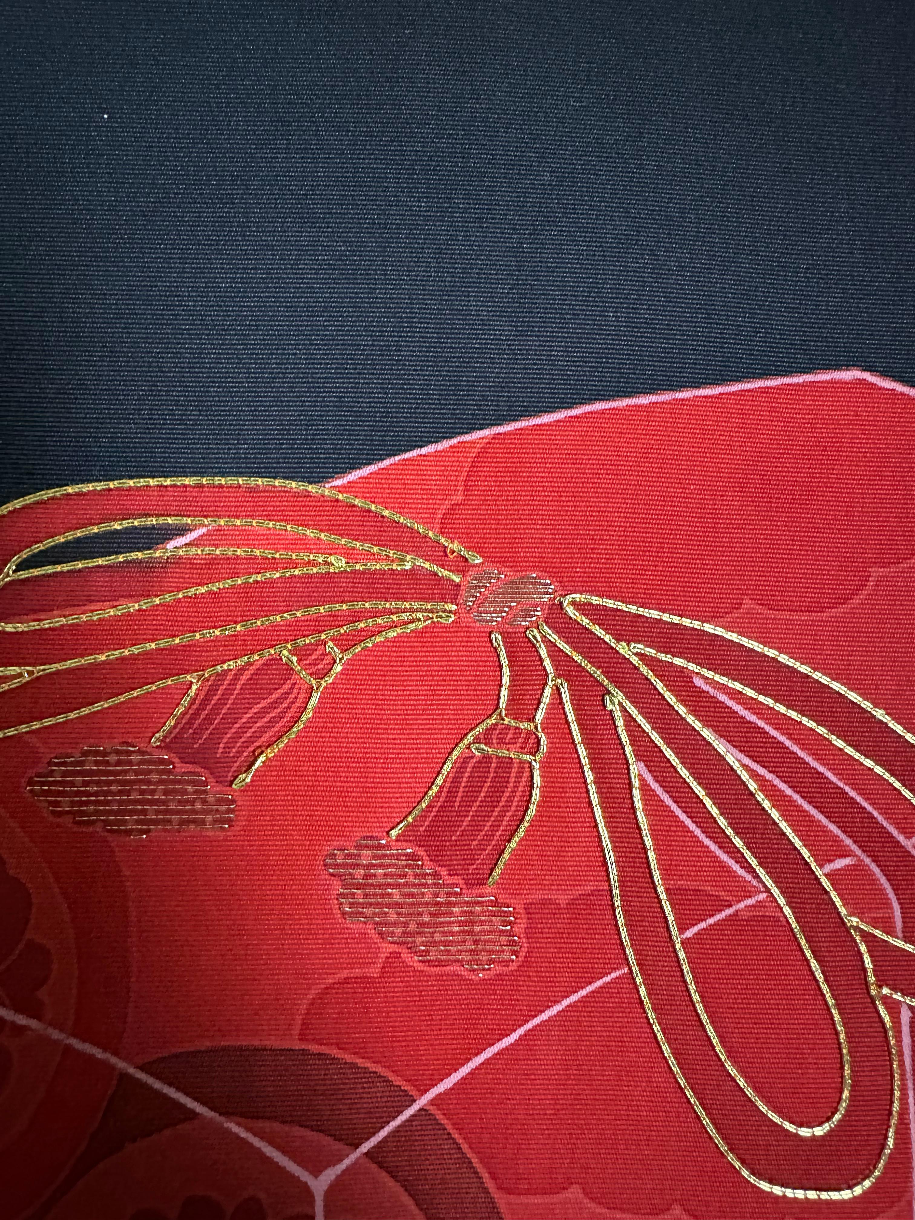 Gerahmter Kimono-Kunst „FUMI BAKO“  Kimono-Couture, japanische Wandkunst, Textilkunst von Kimono (21. Jahrhundert und zeitgenössisch) im Angebot