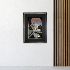 Framed Kimono Art "Graceful Cockscomb" by Kimono-Couture, Japanese Textile Art