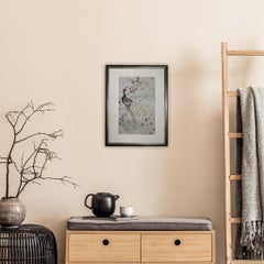 Framed Kimono Art, "Peacock Paradise" by Kimono-Couture, Japanese Textile Art