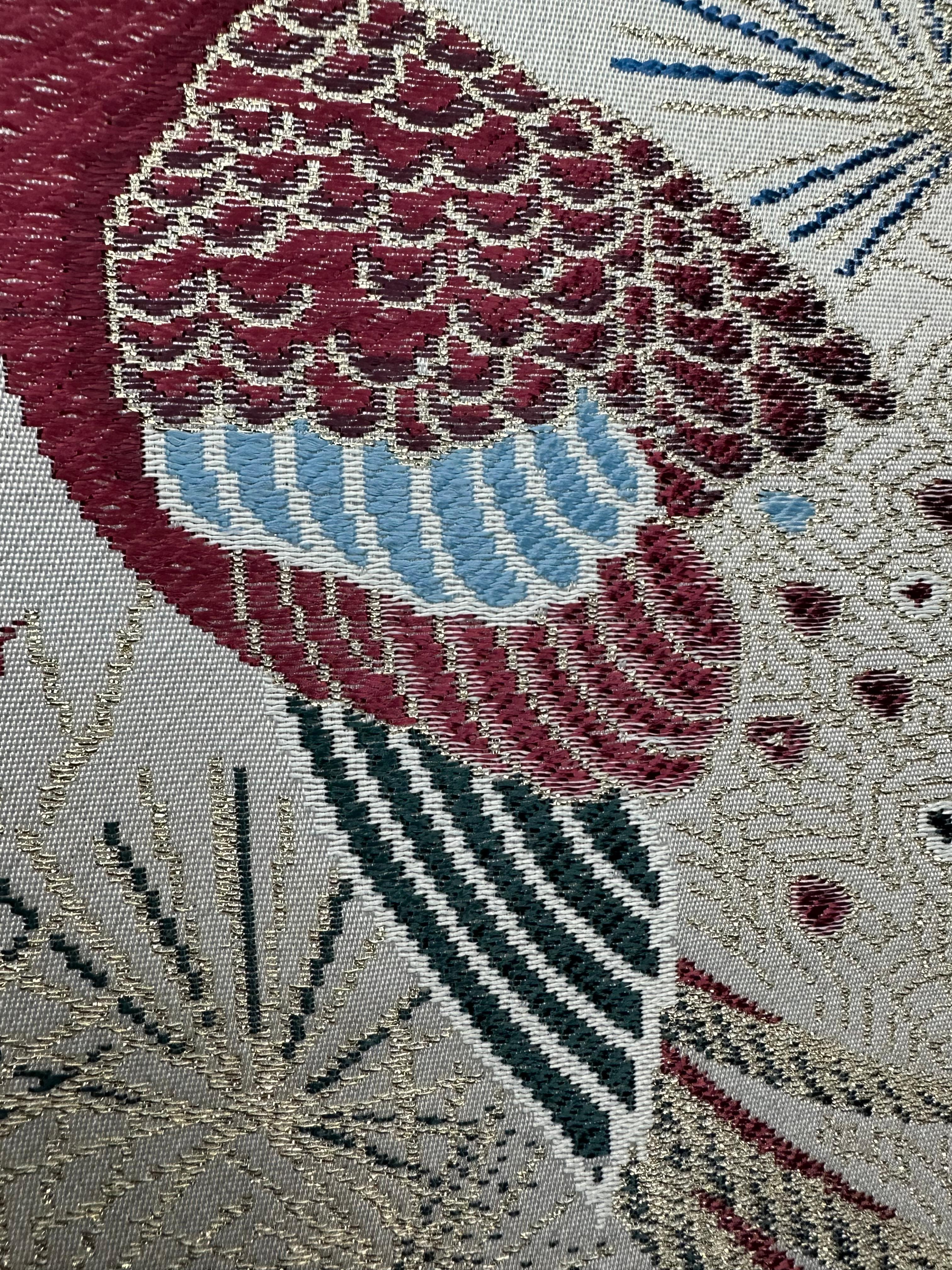 Gerahmte Kimono-Kunst, „Peacock Paradise“ von Kimono-Couture, japanische Textilkunst im Angebot 3