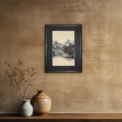 Framed Kimono Art, "SANSUI" by Kimono-Couture, Japanese Wall Art, Textile Art