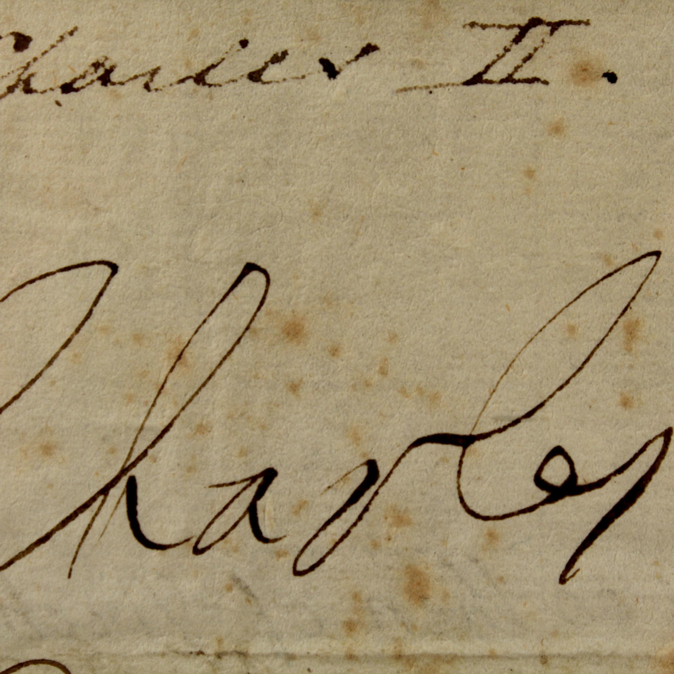 British Framed King Charles II of England Signature and Royal Oak Print