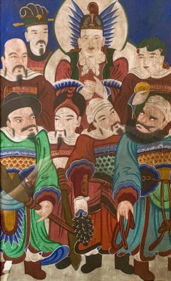 Framed Korean Folk Shamanistic Painting of Polaris and Seven Stars