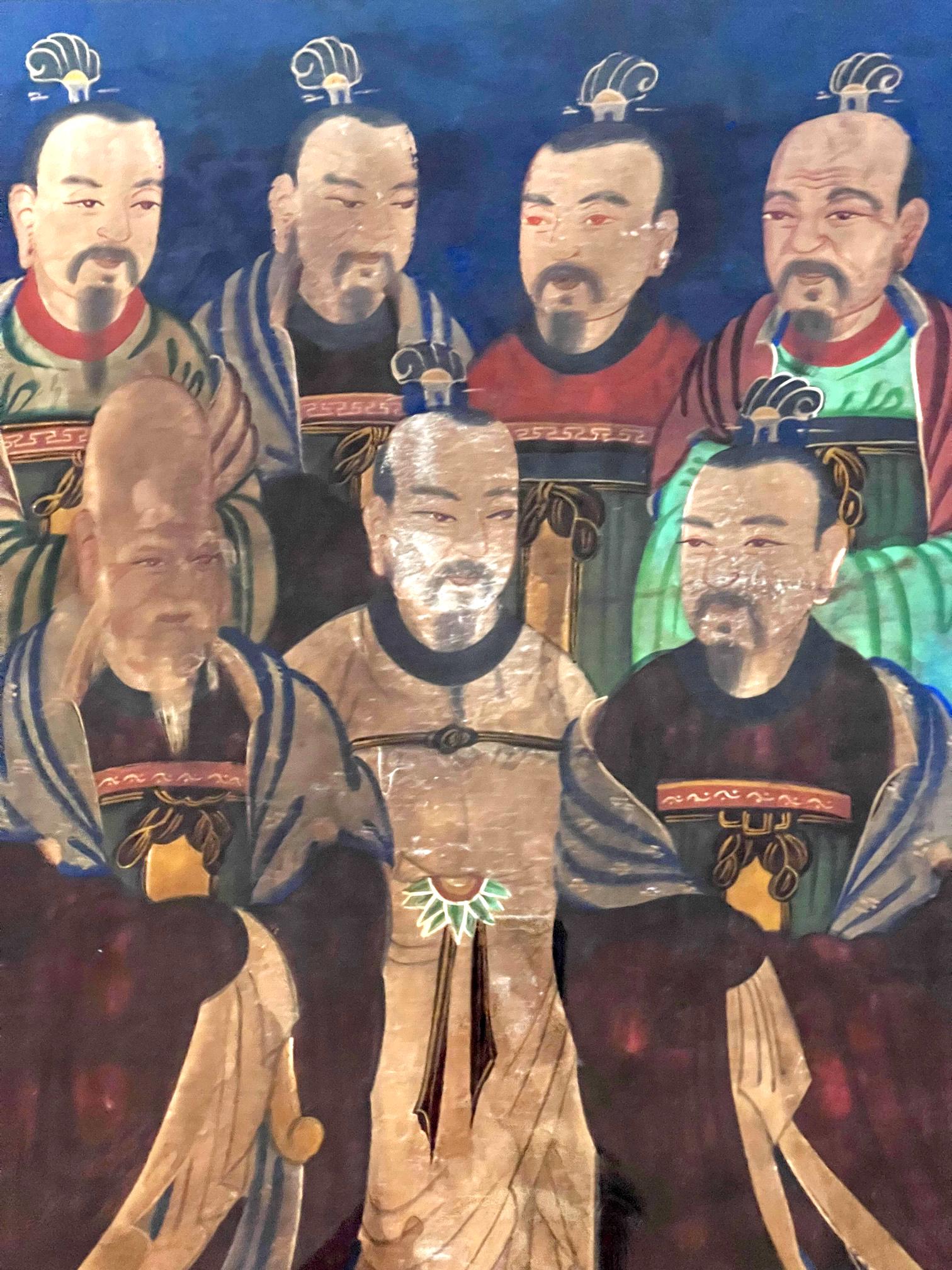 Coréen Peinture folklorique coréenne Shamaniste à sept étoiles encadrée en vente
