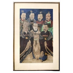 Framed Korean Folk Shamanistic Painting of Seven Stars