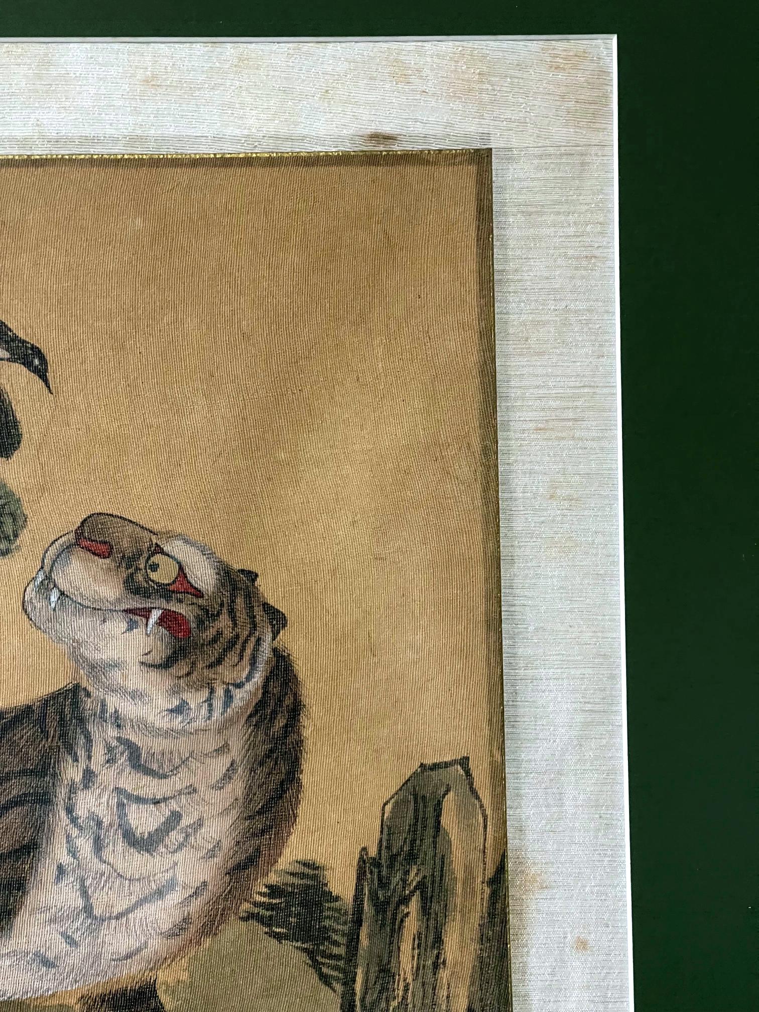 Framed Korean Jakhodo Tiger and Magpie Folk Painting One of Four 1