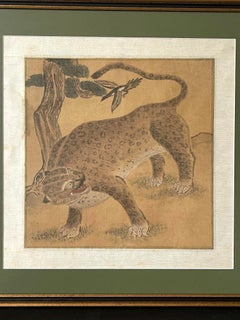 Framed Korean Jakhodo Tiger and Magpie Folk Painting One of the Four