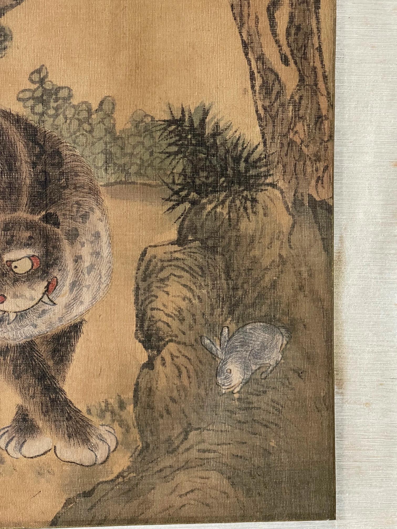 Coréen Peinture folklorique coréenne Jakhodo Tiger and Magpie encadrée, l'une des quatre en vente