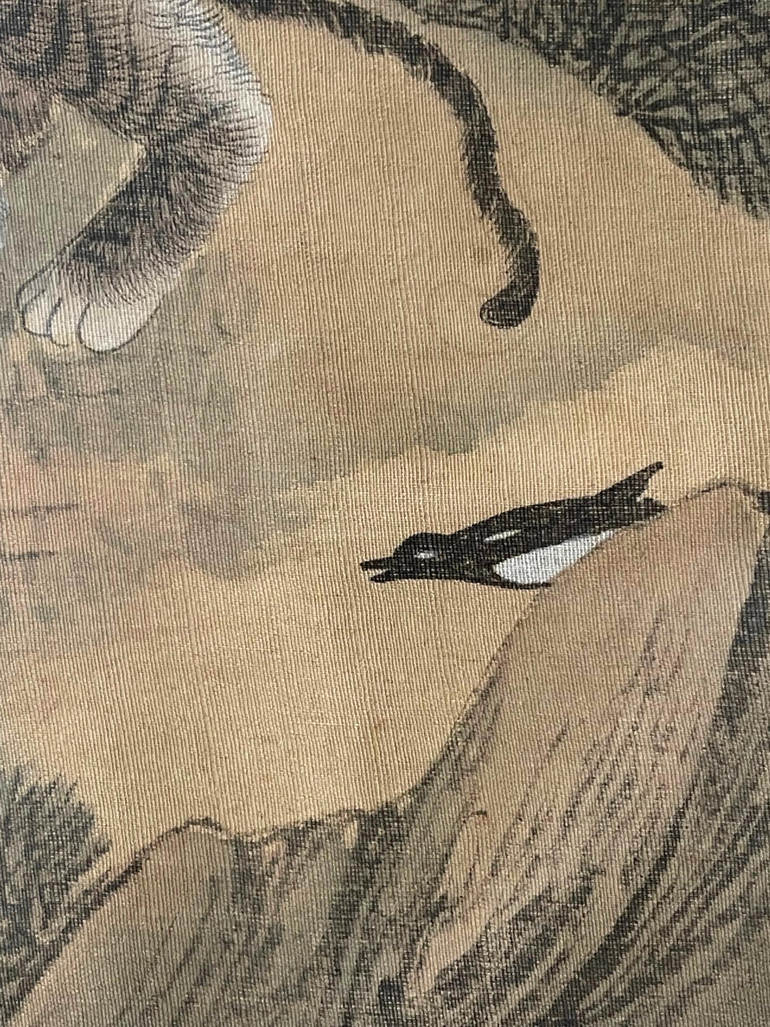 Cuadro folclórico coreano Jakhodo Tigre y urraca Uno de los cuatro Pintado a mano en venta