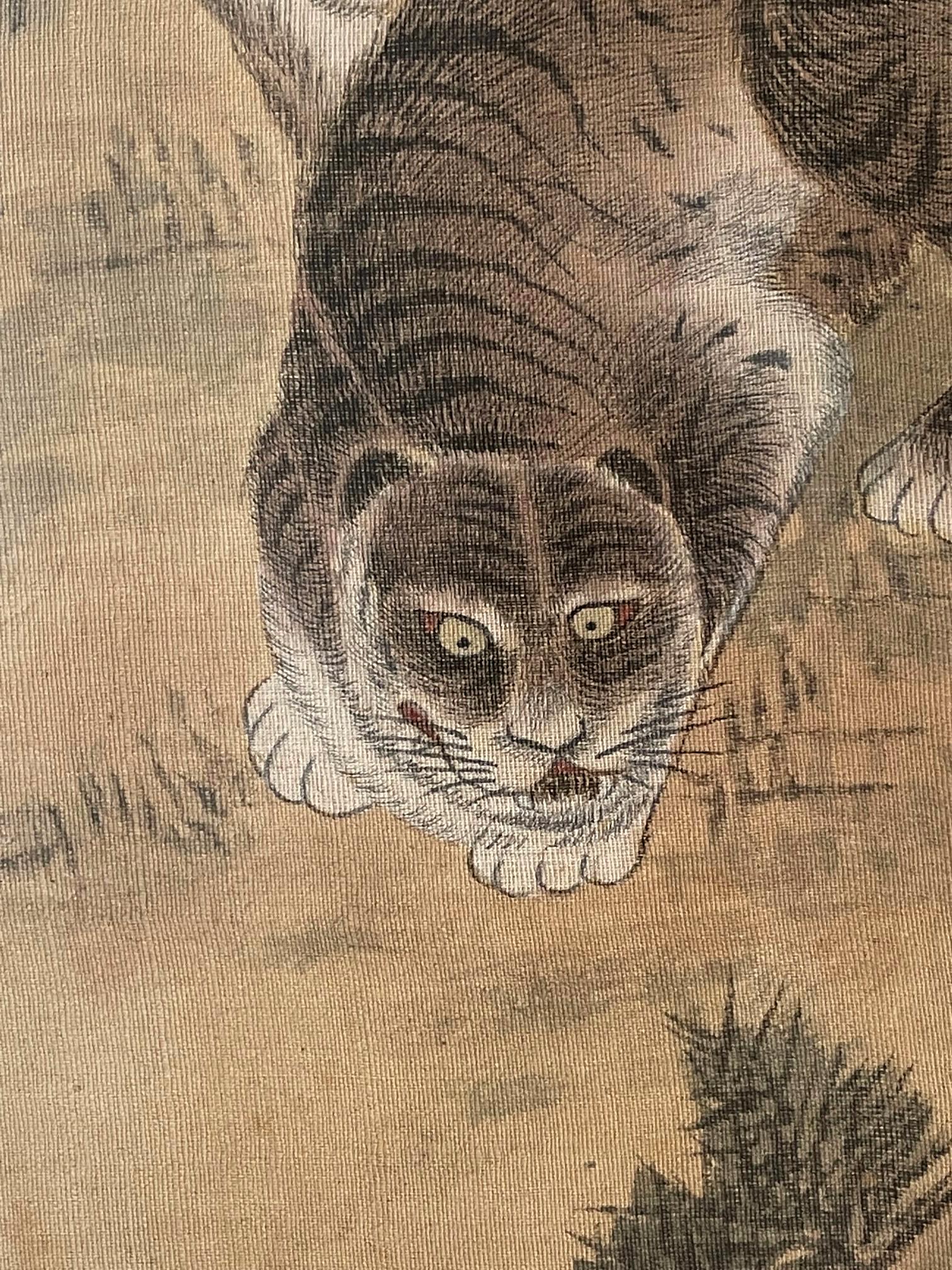 Gerahmtes Koreanisches Jakhodo-Tiger- und Magpie-Volksgemälde, eines der vier (19. Jahrhundert) im Angebot