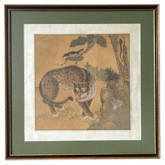 Framed Korean Jakhodo Tiger and Magpie Folk Painting One of the Four