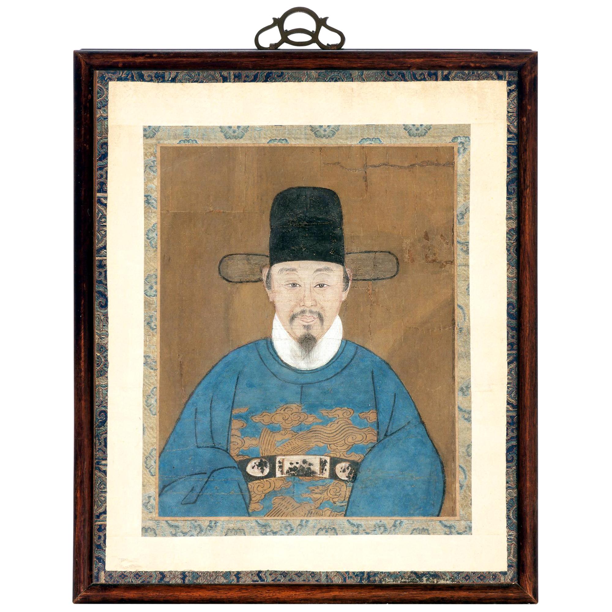 Framed Korean Official Portrait Joseon Dynasty For Sale