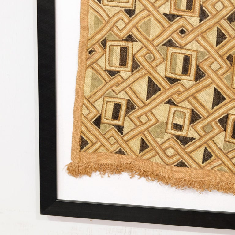 Framed Kuba Cloth 1, African Textile, Tribal, Ethnic Wall Hanging
