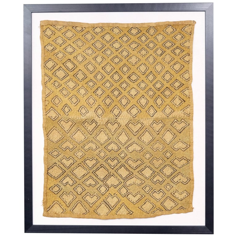 Framed Kuba Cloth 2, African Textile, Tribal, Ethnic Wall Hanging