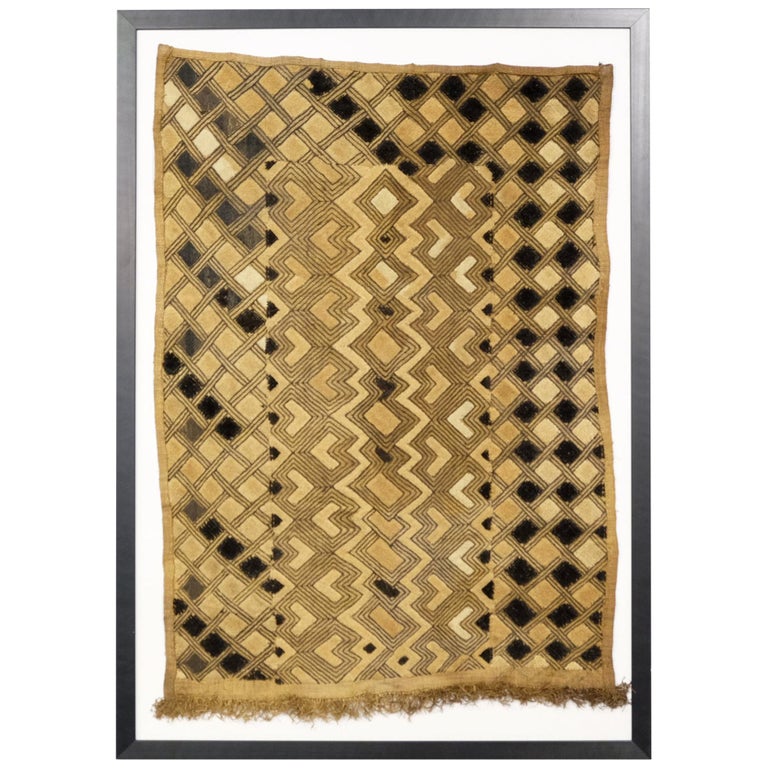 Framed Kuba Cloth 3, African Textile, Tribal, Ethnic Wall Hanging
