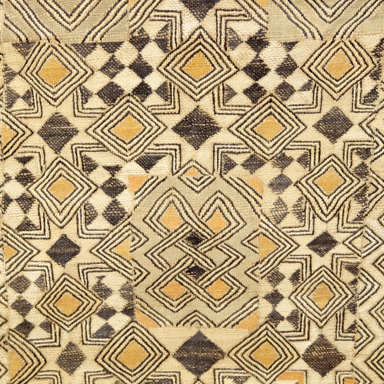 Framed Kuba Cloth #5, African Textile, Tribal, Ethnic Wall Hanging