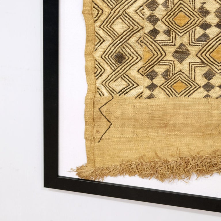 Framed Kuba Cloth #5, African Textile, Tribal, Ethnic Wall Hanging