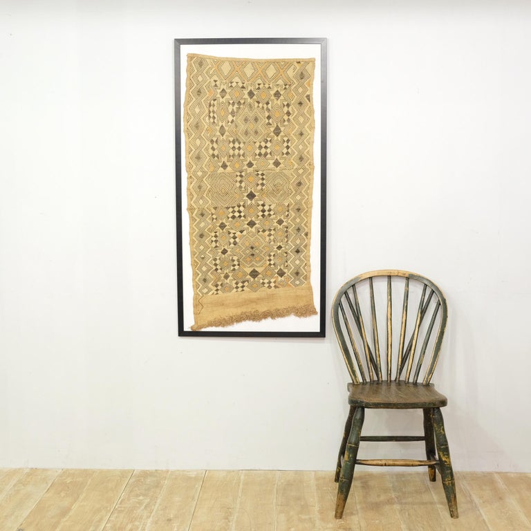 Framed Kuba Cloth #5, African Textile, Tribal, Ethnic Wall Hanging