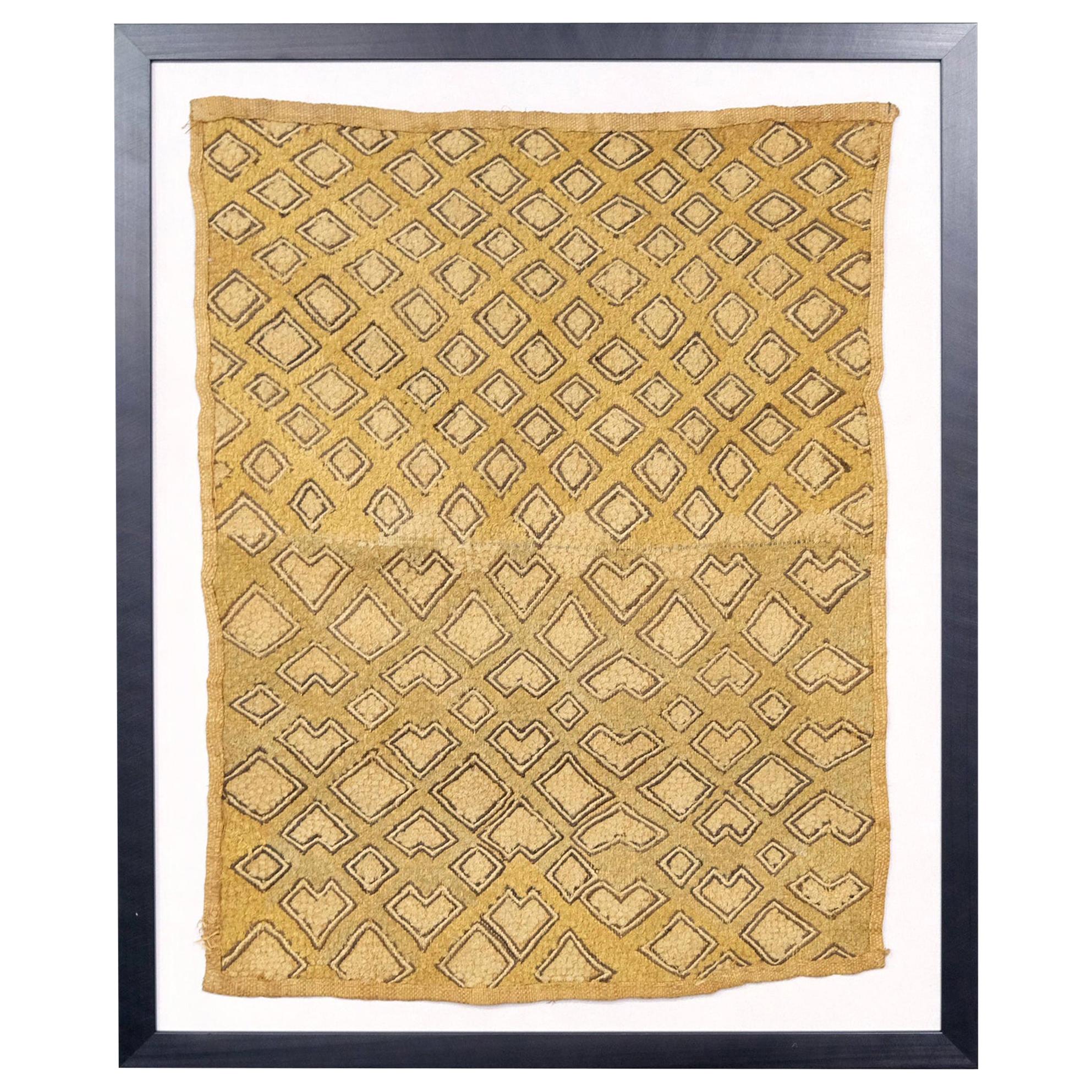 Framed Kuba Cloth, African Textile, Tribal, Ethnic 20th Century Folk