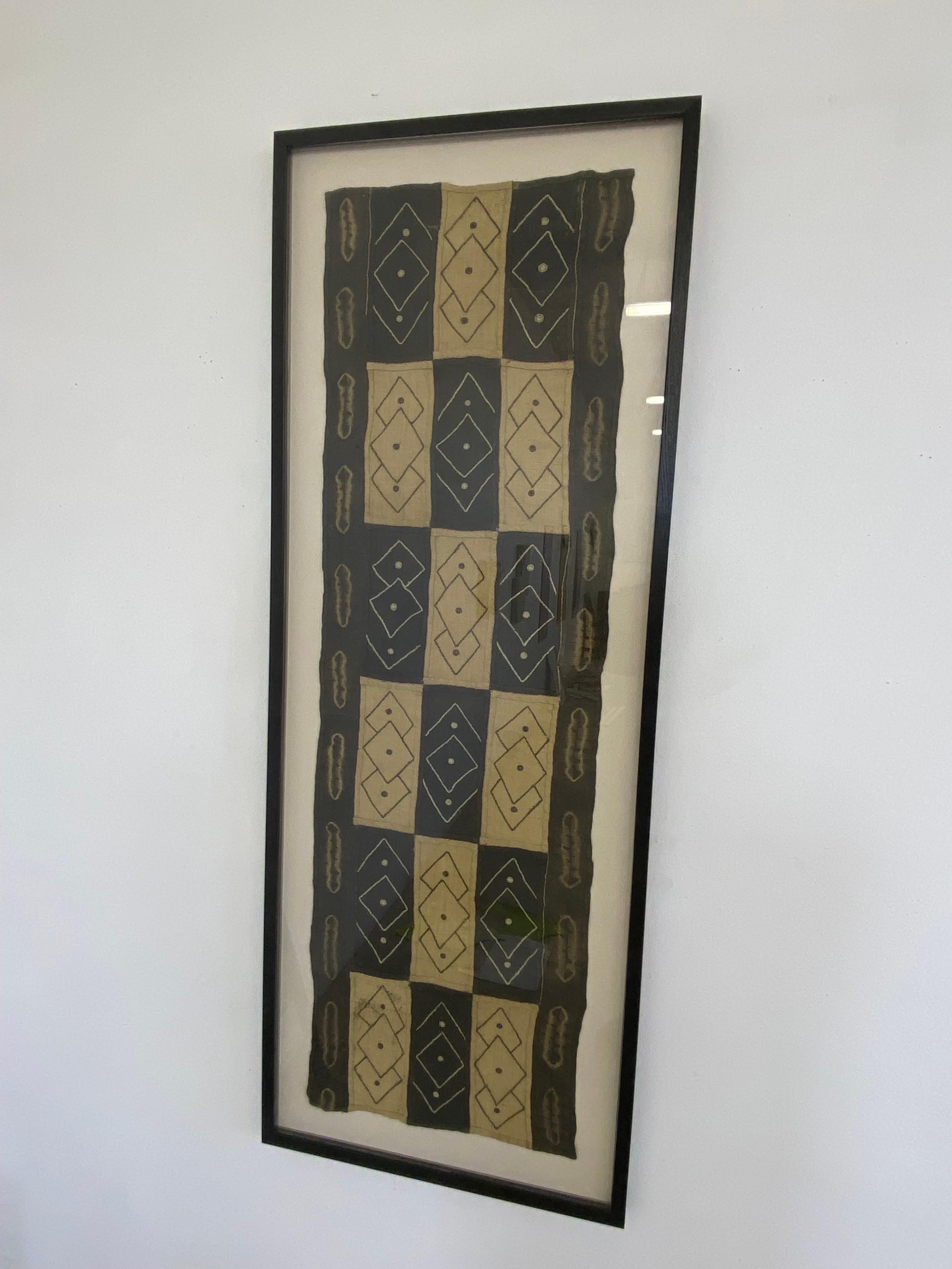 Late 20th Century Framed Kuba Cloth Panel
