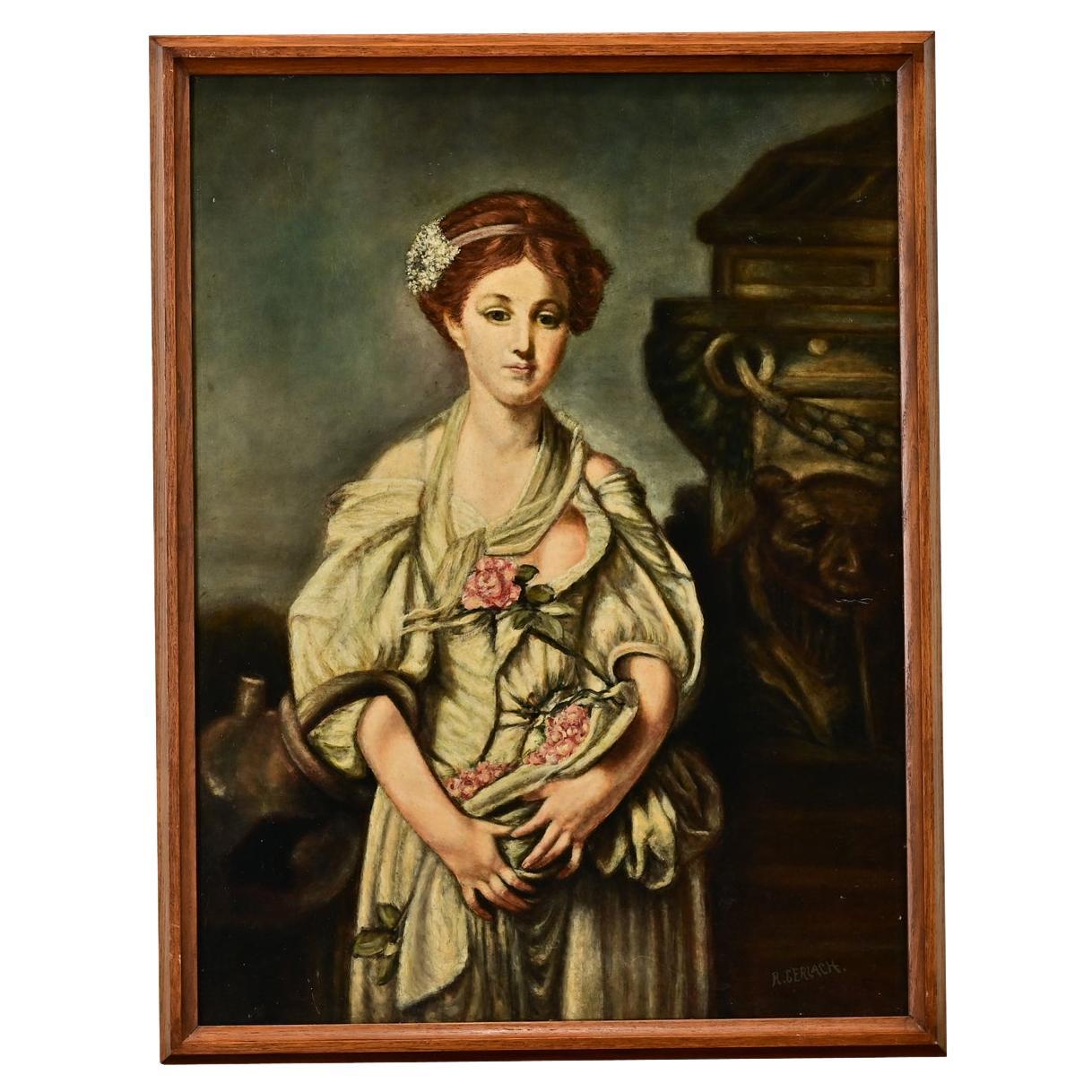 Quadro da donna incorniciato, firmato dall'artista