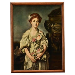 Vintage Framed Lady Painting, Signed by Artist