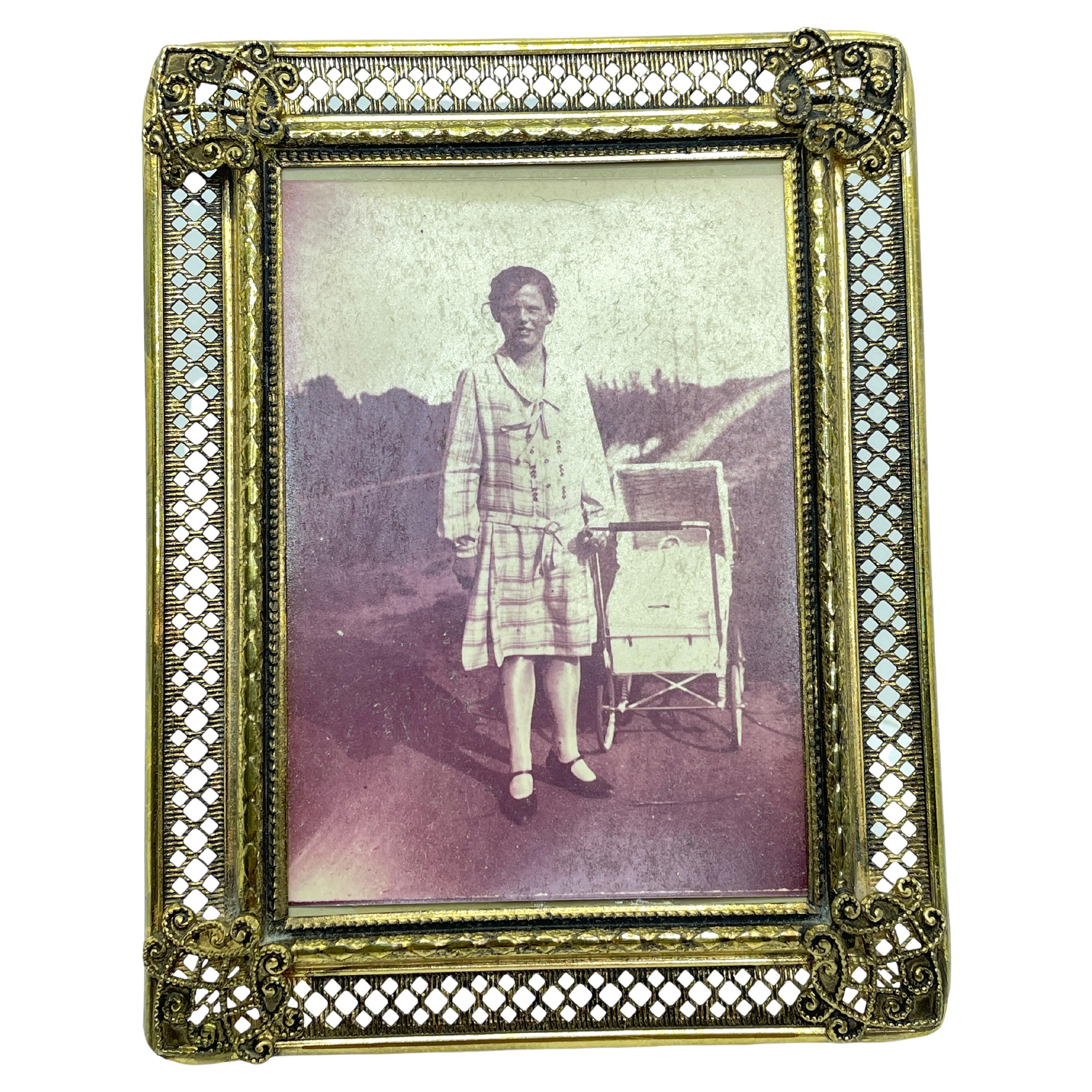 Framed Lady Photograph in Ormolu Picture Frame, France 1920s For Sale