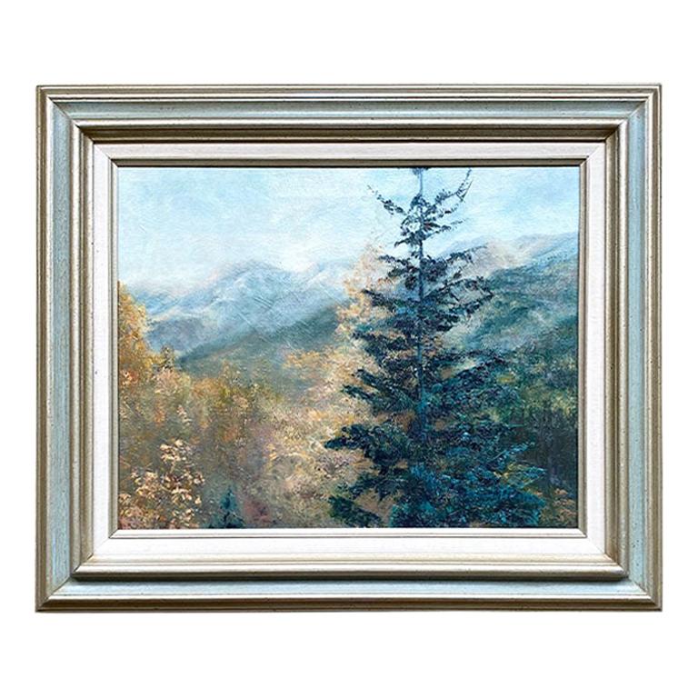 Peinture à l'huile sur toile encadrée de paysage intitulée "Ouray", Shirley Petersen, 1981 en vente