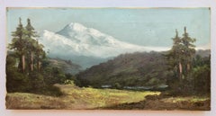Framed Landscape Oil Painting With Snowy Mountains, Artist Richard de Treville
