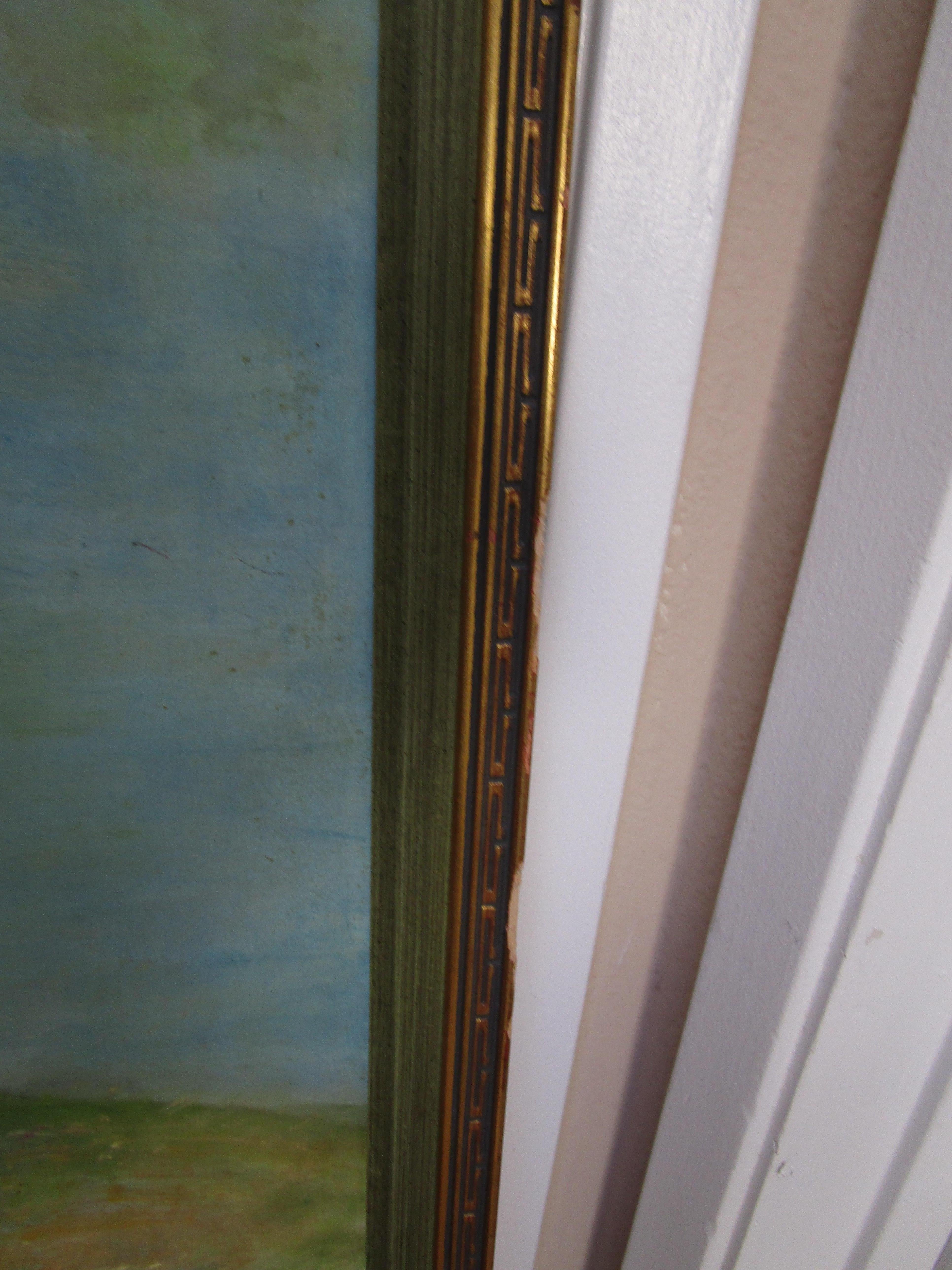 20ième siècle Peinture de paysage encadrée de Deans King  1966 Scène impressionniste avec fleurs en vente