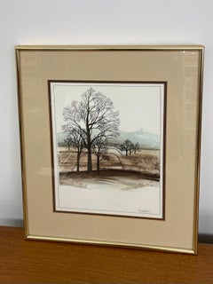 Gerahmte Landschaft Druck von Dody Vegvary-Mid-20th Century Minimalist Landschaft