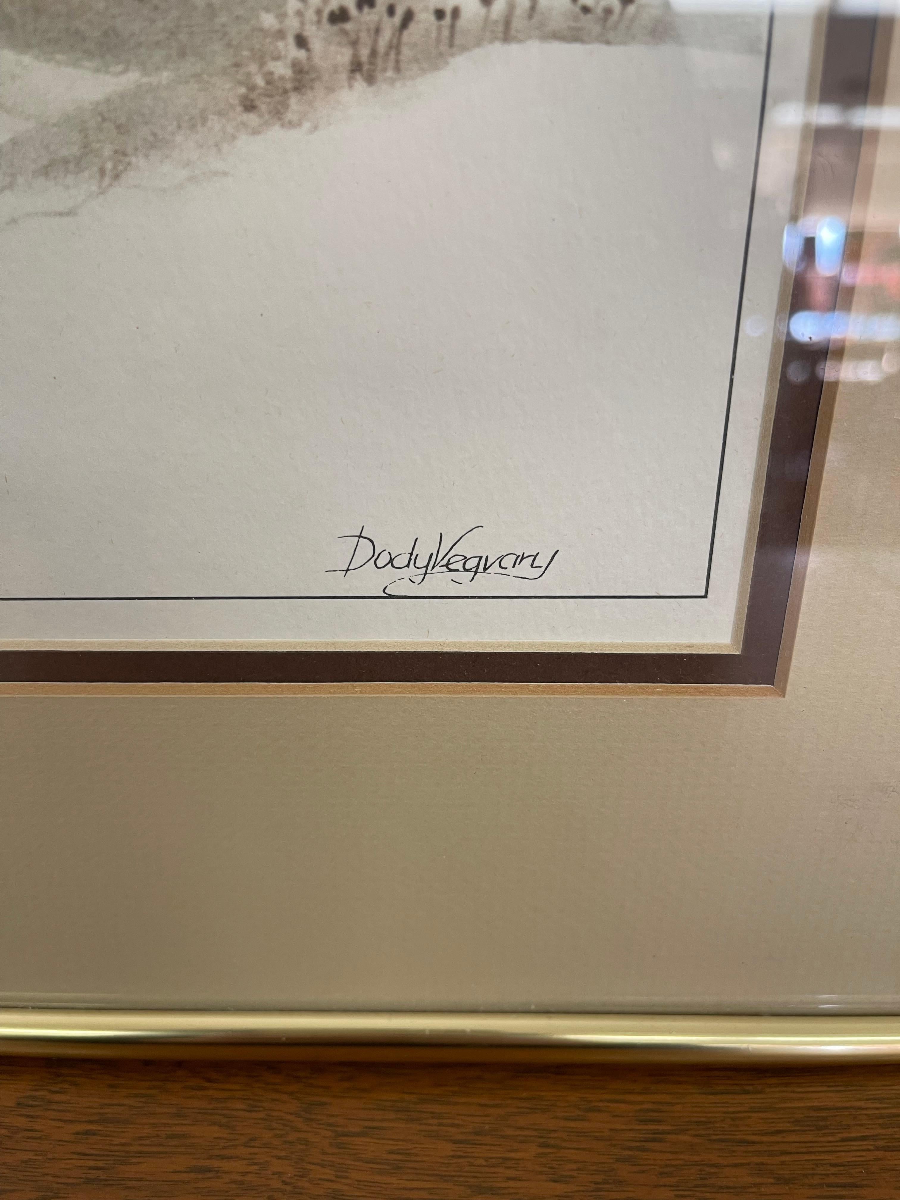 Framed Landscape Print by Dody Vegvary-Mid-20th Century Minimalist Countryside For Sale 3