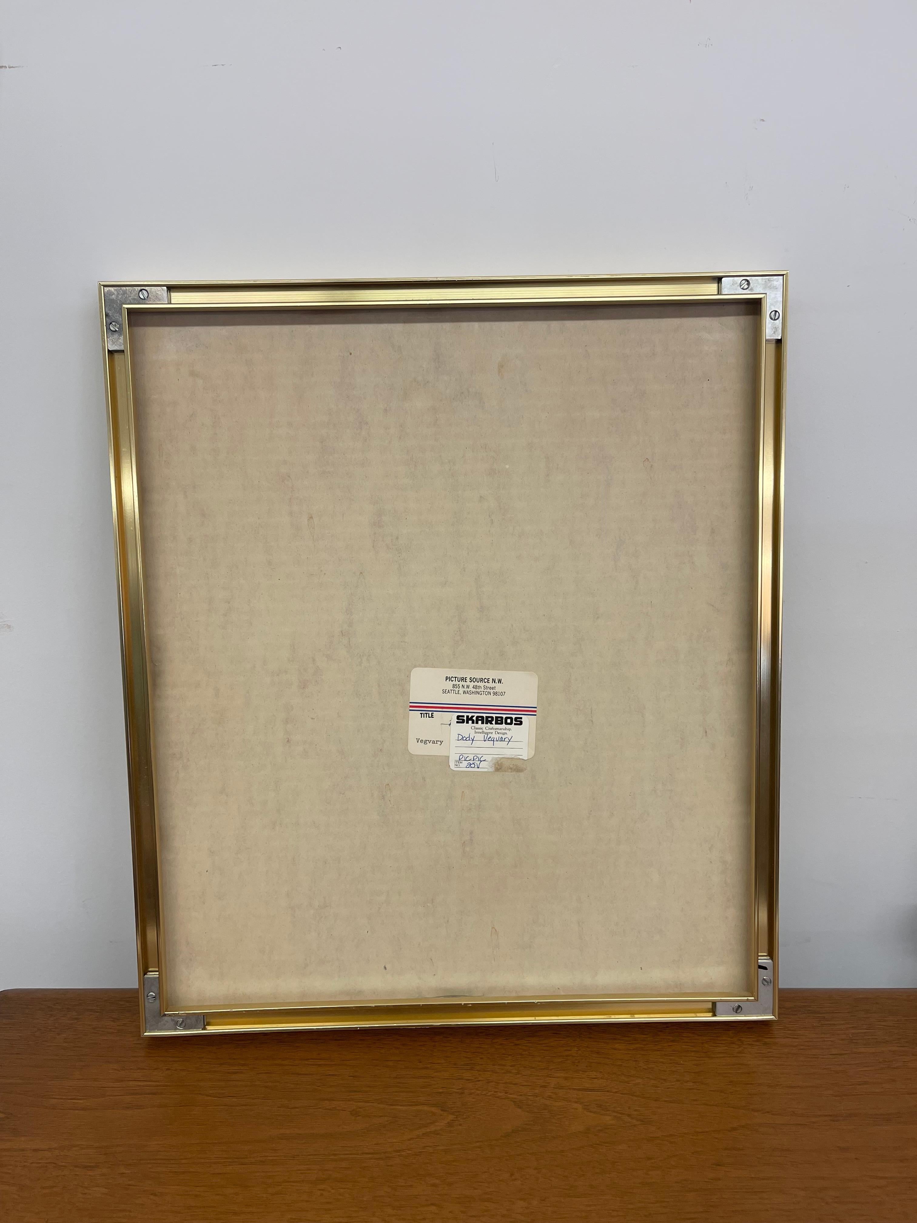 Framed Landscape Print by Dody Vegvary-Mid-20th Century Minimalist Countryside For Sale 4